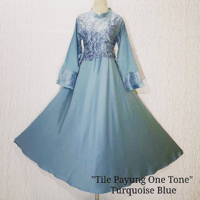 Dress Muslim Pesta Brukat Tile