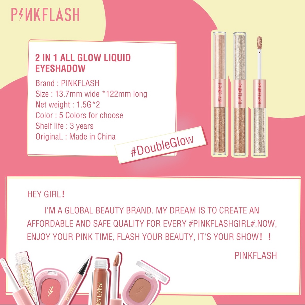 Pinkflash Doubleglow Eyeshadow Cair 2in1 All Glow Liquid Eyeshadow Pinkflash Eyeshadow Glitter Pinkflash Eyeshadow Cair 2 Warna Eyeshadow Pink Flash Eyeshadow