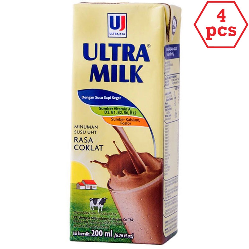 

[HeMart] ULTRA MILK Coklat 200ml 4pcs / Susu dan Olahan