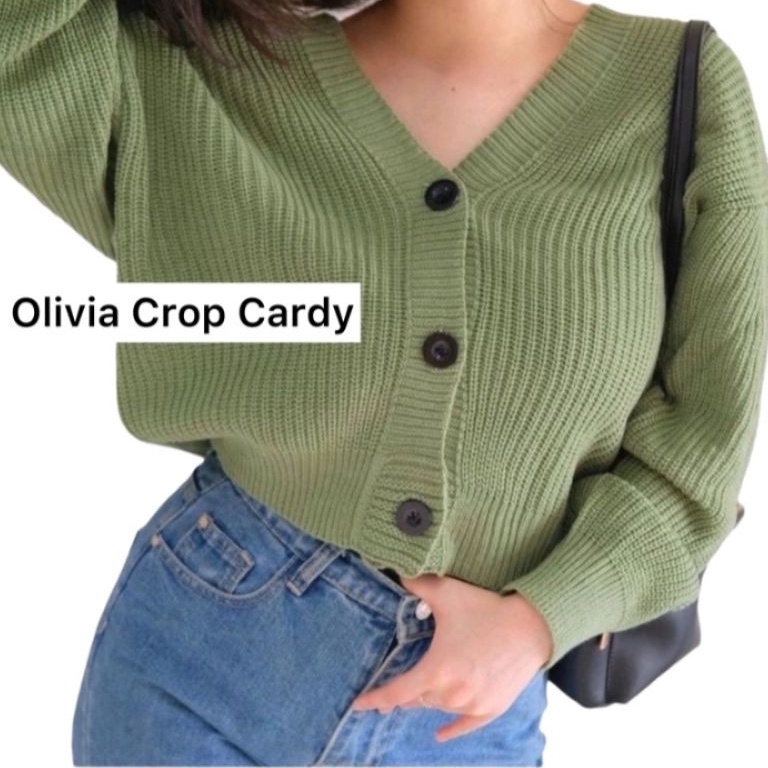 DC_Olivia Cardy Crop/Crop Top/Cardy Rajut Murah/Atasan Wanita/TOP BLOUSE BAJU RAJUT