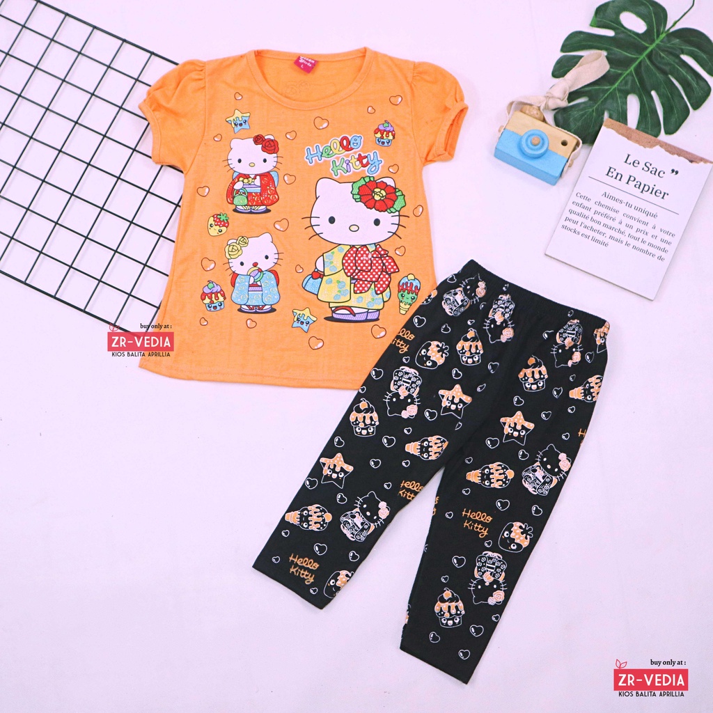 Setelan Hello Katty uk 3-4 Tahun / Baju Anak Perempuan Karakter Murah Celana Legging Panjang Import