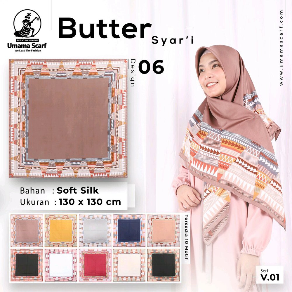 Promo Kerudung Segi Empat Motif BUTTER SYARI By UMAMA terbaik