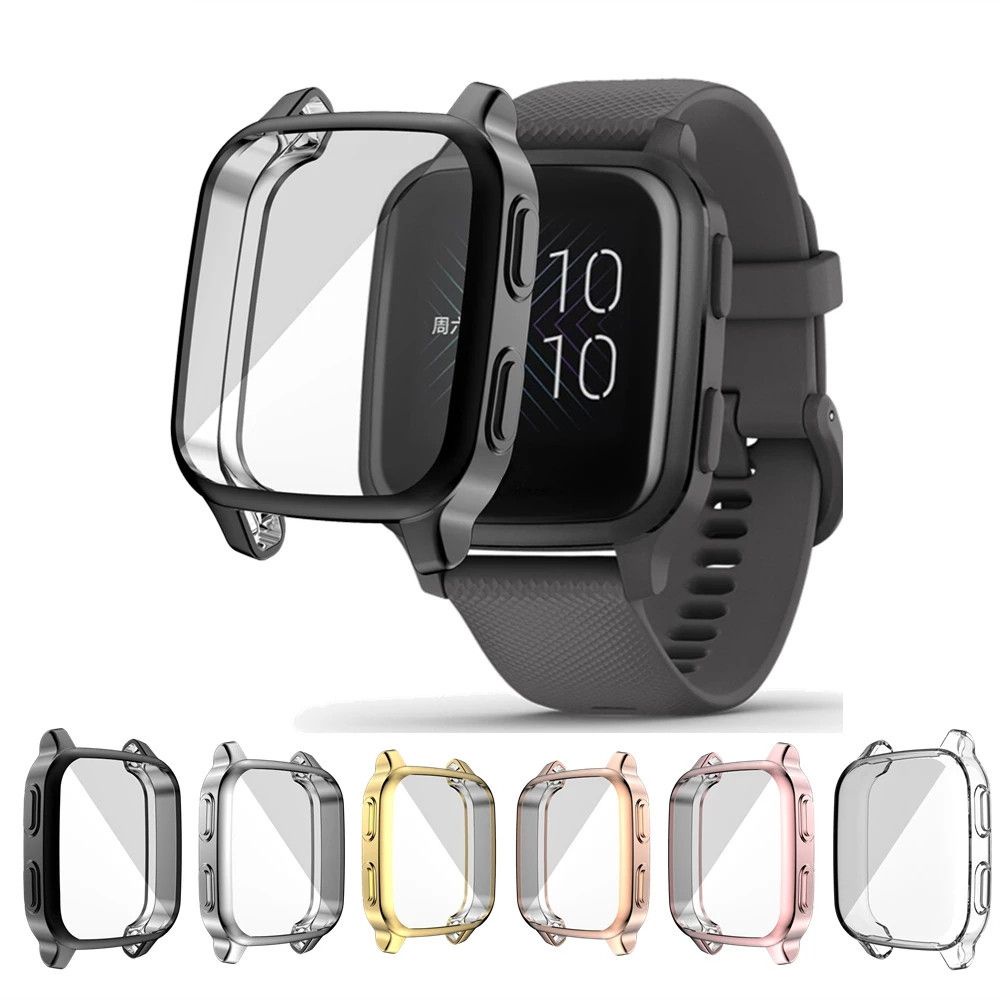 QUINTON Plating Watches Protective Shell Shockproof Frame Bumper Shell for Garmin Venu SQ Cover Anti-scratch Smart Watch Accessories Smart Watch Case TPU Screen Protector Electroplated Case Cover Bumper Protector/Multicolor