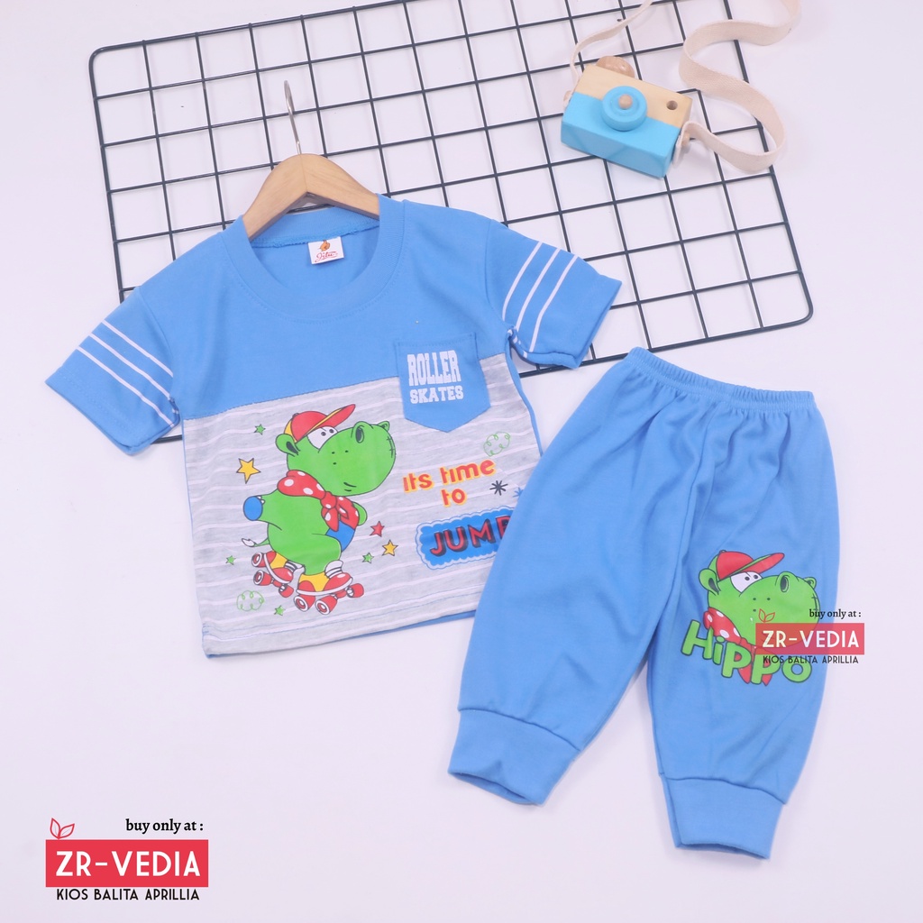 Setelan Pokopow uk 3-18 Bulan / Export Branded Kaos Bayi Laki Laki Baju Karakter Set New Born SNI Import