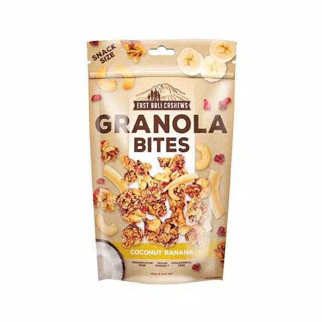 

READY STOCK EAST BALI CASHEWS GRANOLA BITES COCONUT BANANA 125GR