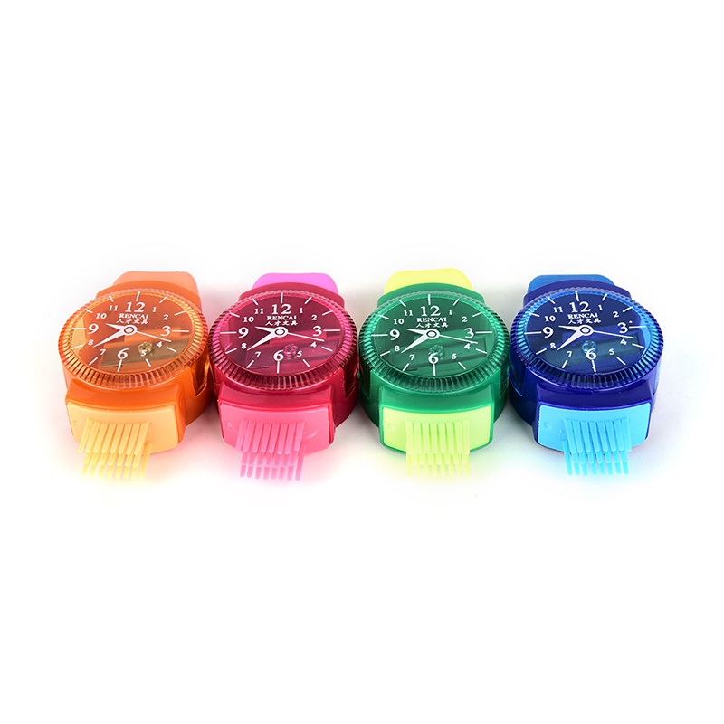 {LUCKID}Watches Sliced Pencil Sharpener With Erasers Brush for Office School Supplie