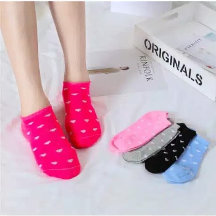 Kaos Kaki Cewek Semata Kaki Pendek Wanita IMPORT Kaos Kaki Ankle Love Kaos Kaki Perempuan Kaos Kaki Mata Kaki Motif Heart