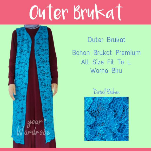 Outer Brukat | Rompi Wanita | Long Cardigan | Cardi Panjang | Pakaian Wanita Murah | Warna Biru