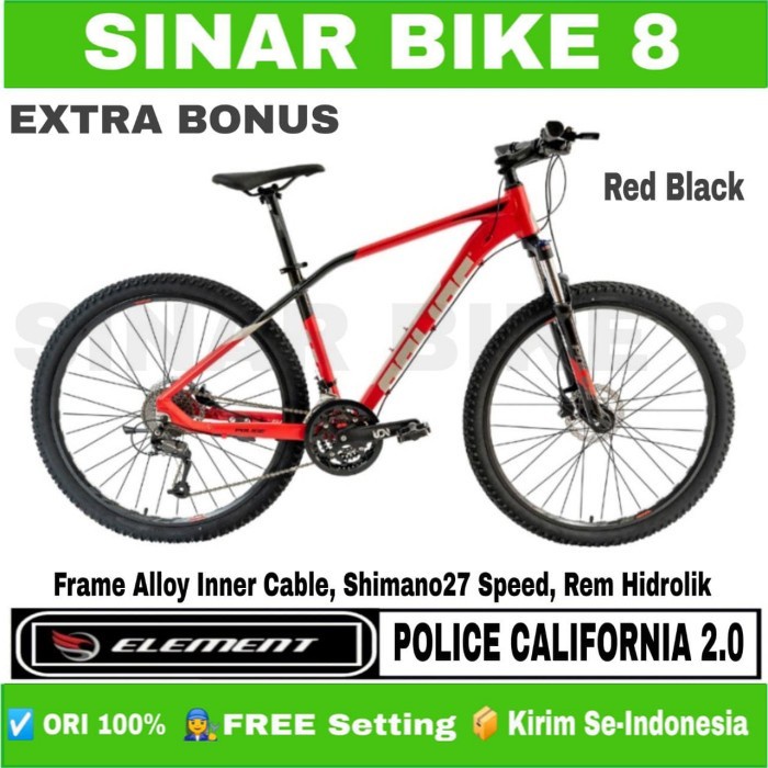 Sepeda Gunung Ukuran 27.5 Inch MTB ELEMENT POLICE CALIFORNIA 2.0 Alloy 27 Speed