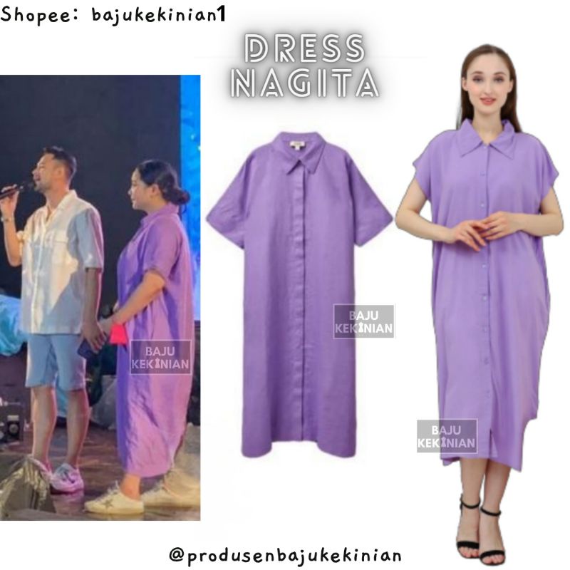 DRESS NAGITA KANCING Korea Kekinian Terbaru Kondangan Wanita Korean Style Muslim Jumbo Casual Terbar