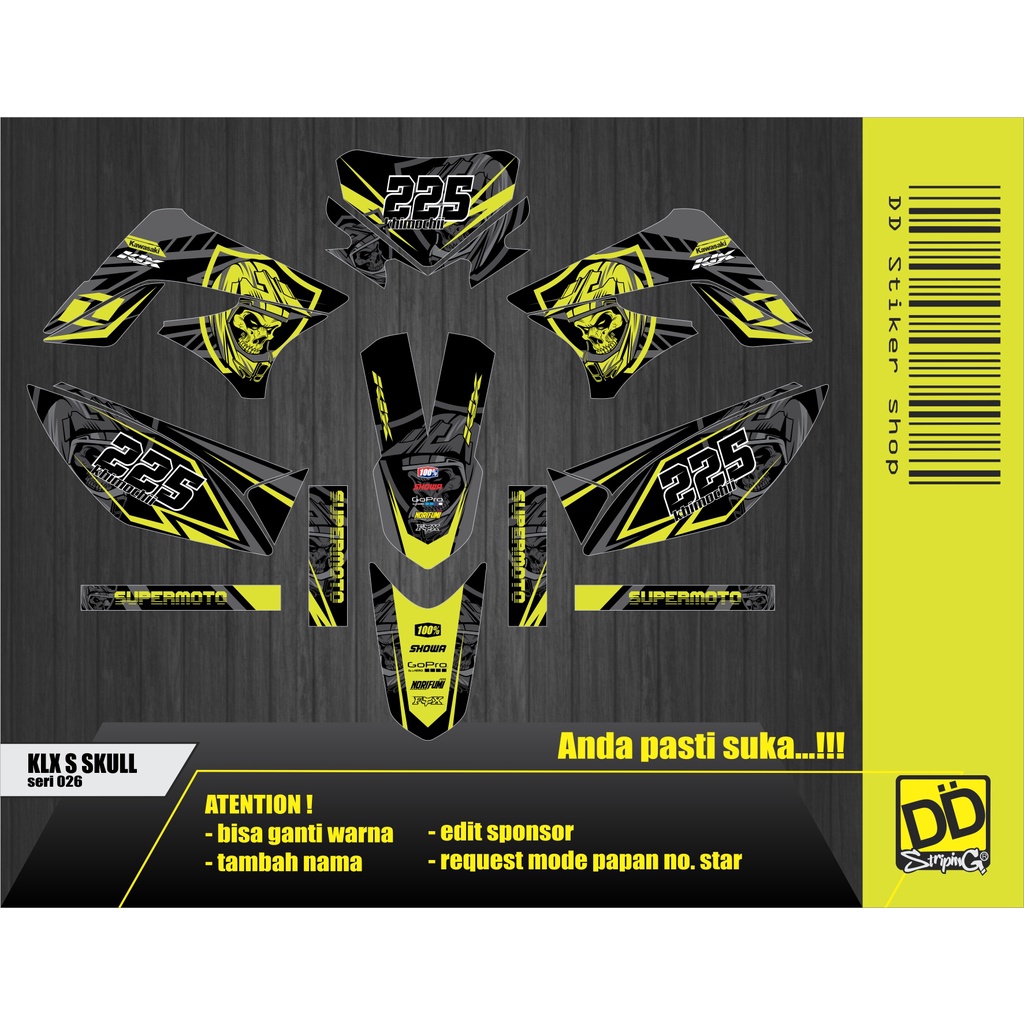Decal klx 150s/l/G skull superMOTO / dekal stiker klx s / dekal klx 150g / dekal klx 150g / dekal st