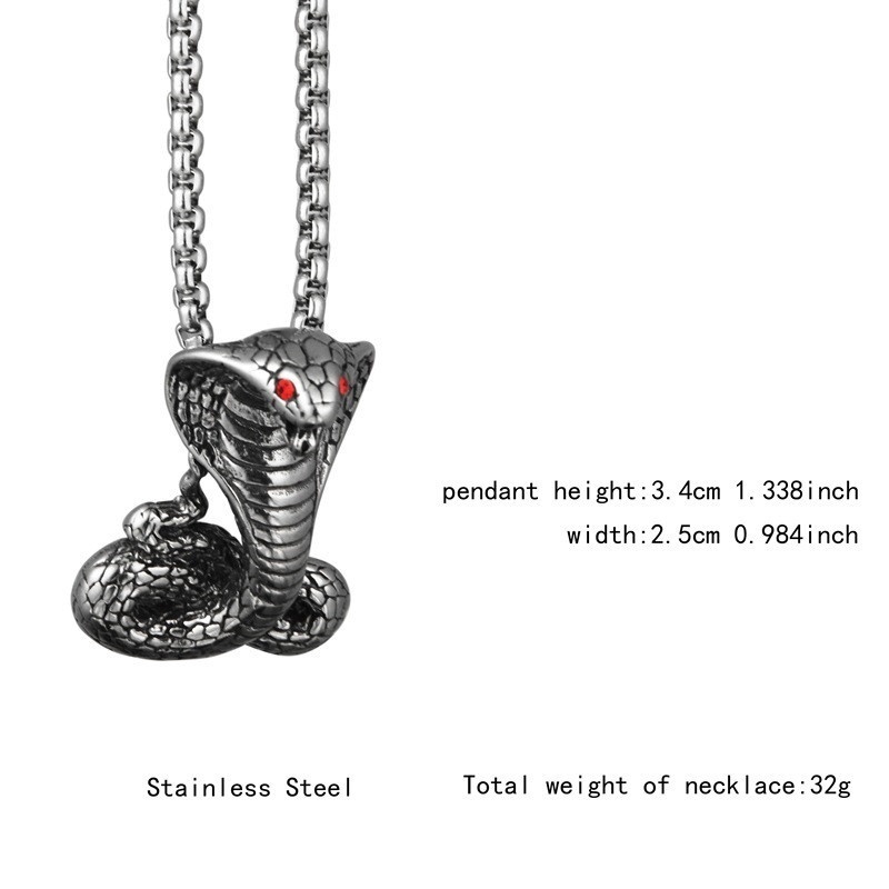 New men's fashion Cobra Pendant Necklace punk jewelry