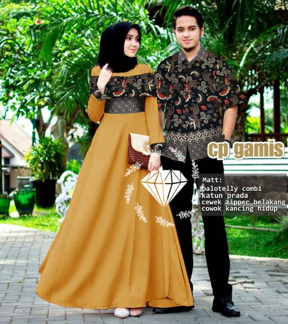 CP MARSELLA BATIK PAKAIAN PASANGAN COUPLE KEMEJA DAN GAMIS MAXY KR ADA VIDEO REAL PICT