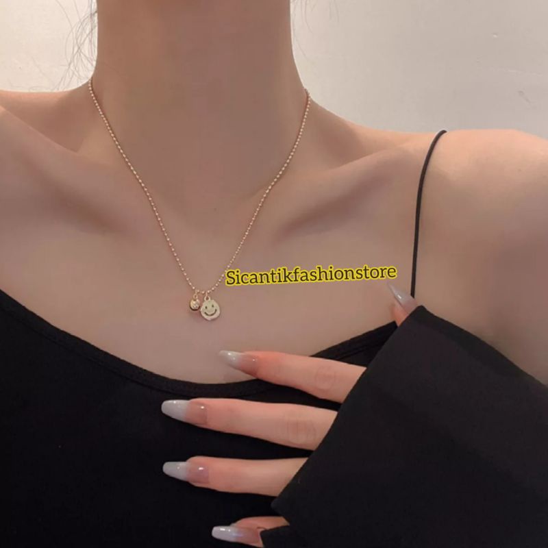 Kalung Titanium Biji Lada Plus Liontin Fashion Wanita Terlaris Anti Karat Kalung Wanita Kekinian