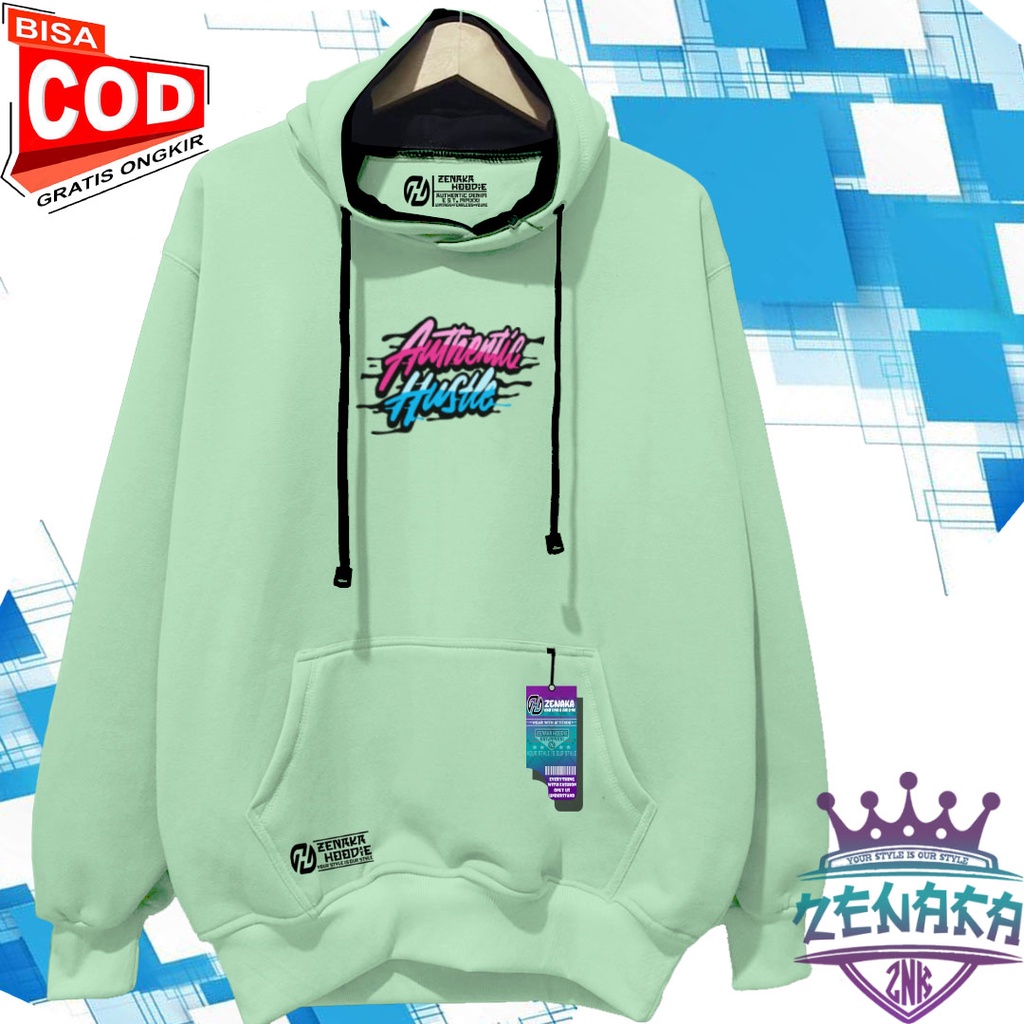 Sweater pria distro keren Zenaka Hoodie pria distro aesthetic graffity simple warna abu paralon Jaket pria terbaru 2022 keren Suiter cowok terbaru 2022 tebal Hodie pria hitam distro sablon authetntic hustle-MINT