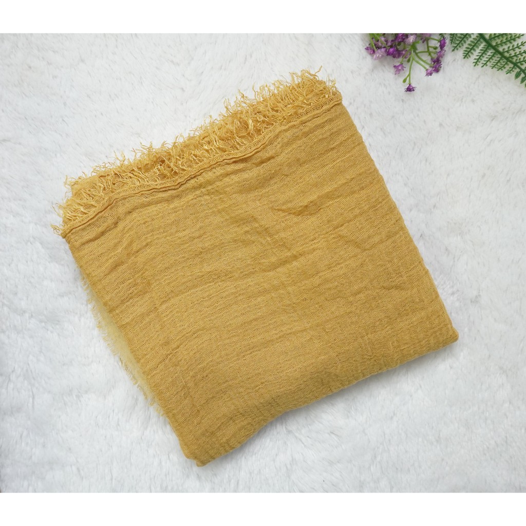 PASMINA CRINKLE MURAH SHAWL / HIJAB PASHMINA CRINKLE RAWIS KUSUT NEGRO SHAWL CRINCLE CRINCKLE IMPORT-F5-HONEY MUSTARD