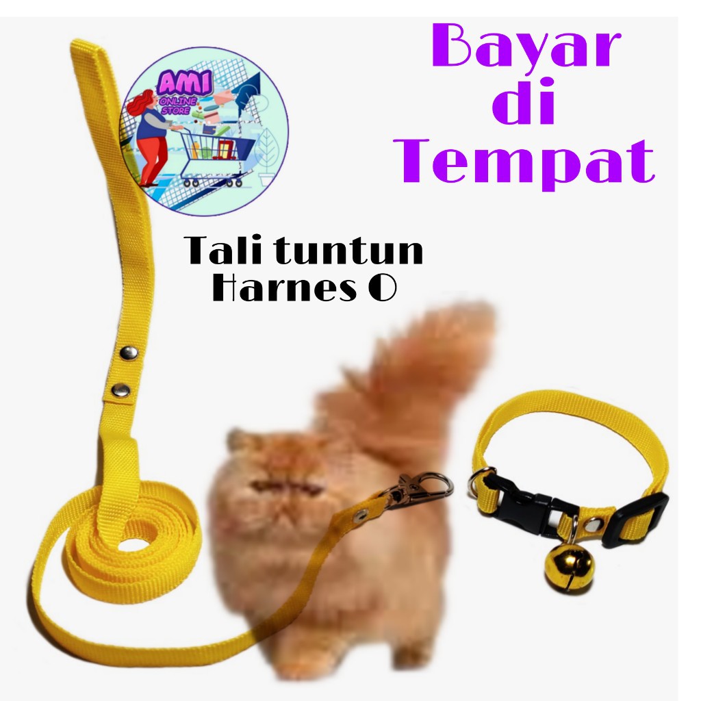 TALI TUNTUN WARNA KUNING HARNES O LONCENG WARNA KUNING KUCING KELINCI MUSANG ANJING