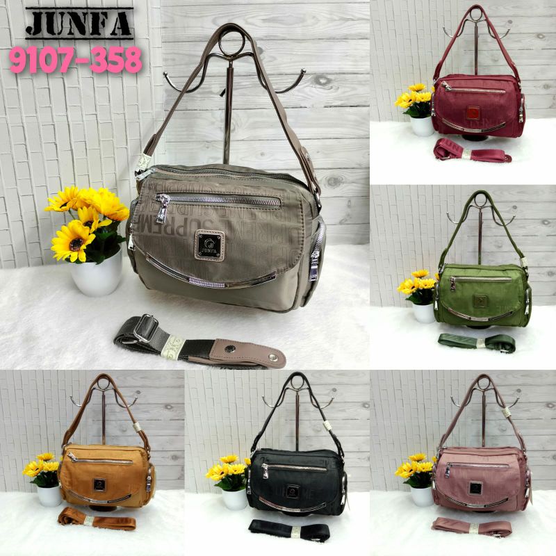 BISA COD Tas selempang wanita junfa embos supreme 9107-358 Parasut sling bag import