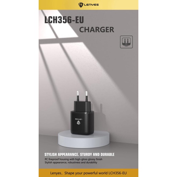 LENYES LCH356EU 2.4A USB + Type C Adaptor Charger Hp + Kabel Casan Handphone Android Ios Original-4