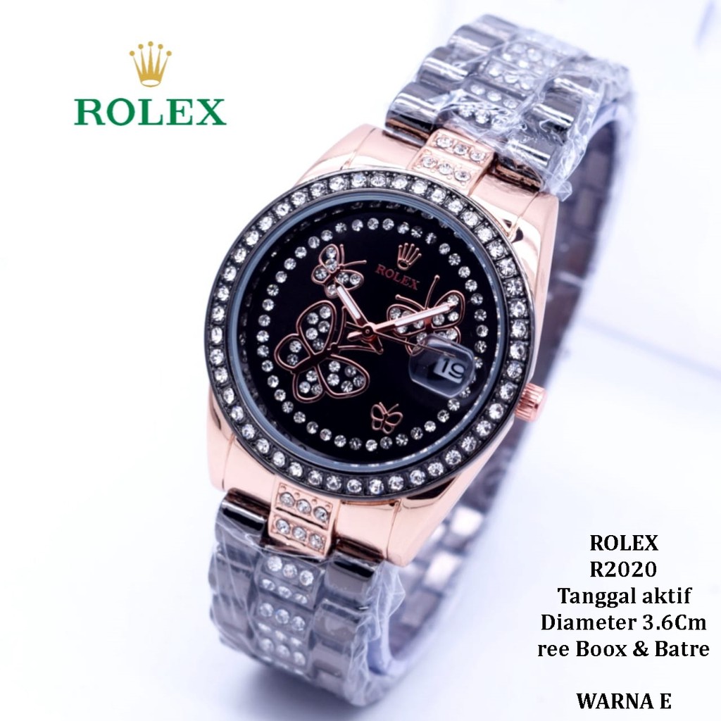 Jam Tangan Wanita/Cewek ROLEX R2020 Tanggal aktif tali rantai