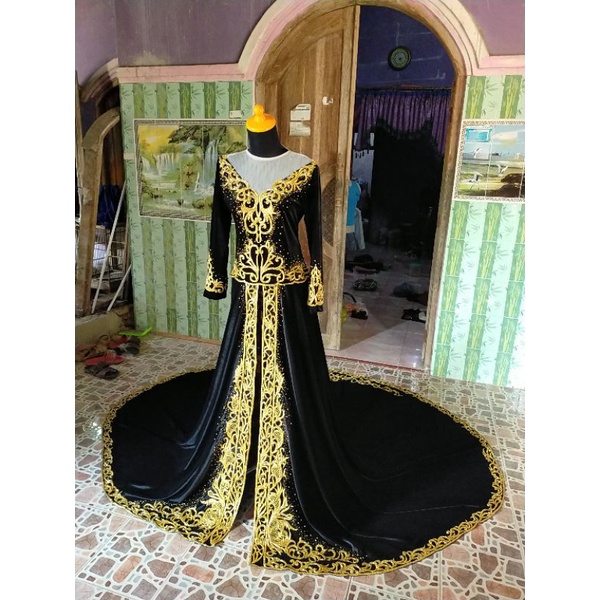 kebaya bludru pengantin full payet jepang/kebaya pengantin ekor