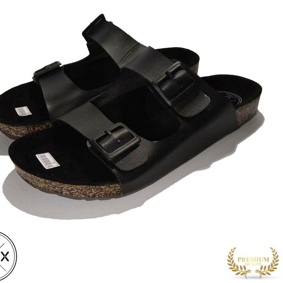 $348@ Sepatu Sandal Pria Kulit Asli - Sendal Slop Semi Kulit Asli Cowok ¨