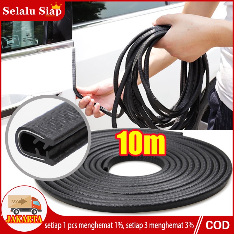 10 meter List Pintu Mobil Universal Karet Peredam Pintu Mobil Pelindung Pintu Hitam