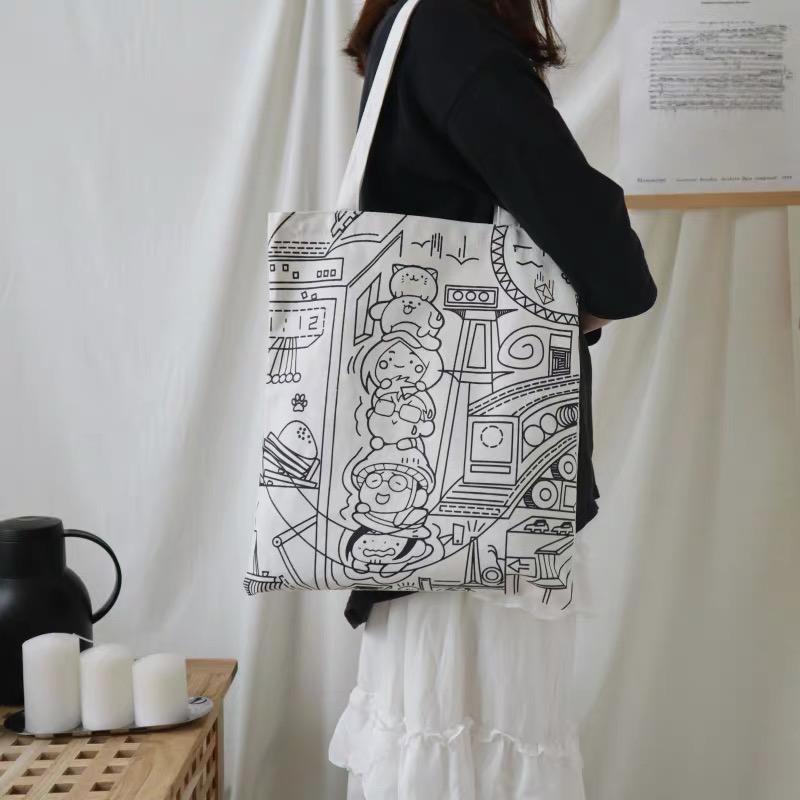 FINOM KARTUN - Tote Bag Wanita Korean Style