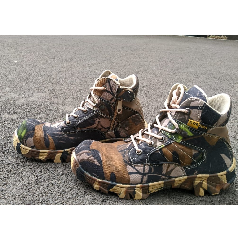 COD !!! Sepatu Pria Walkers Camo Pendek 6Inci Low Boots Zipper Safety Hiking Hunting Army Abri