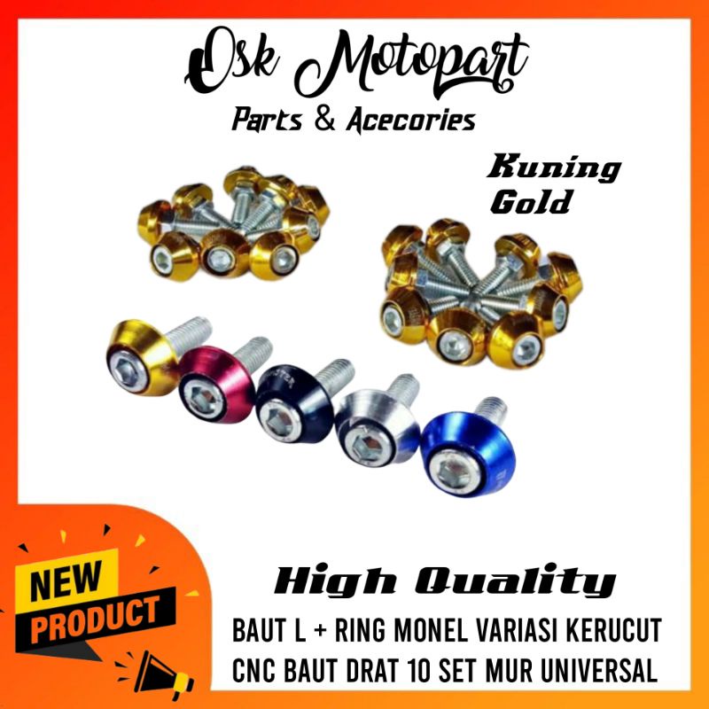 Baut L + Monel Ring Kerucut Baut Cnc Universal Semua Motor