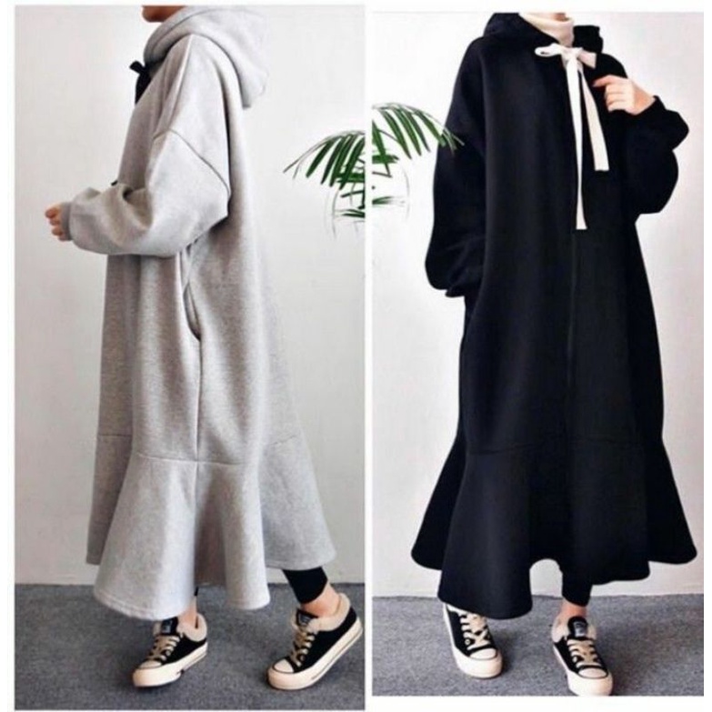 long Hoodie Zipper Korean style terbaru 2022