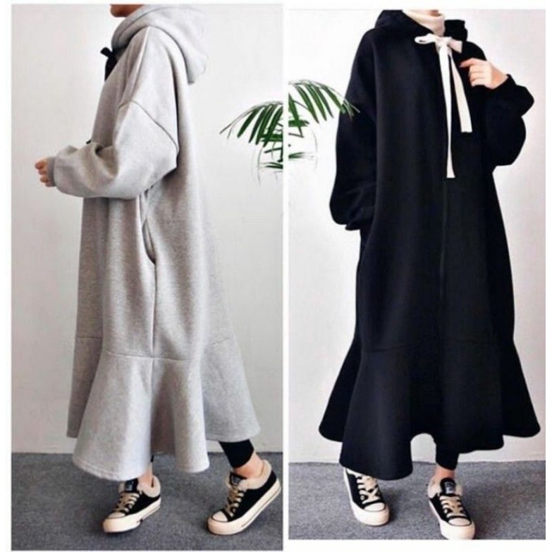 long Hoodie Zipper Korean style terbaru 2022