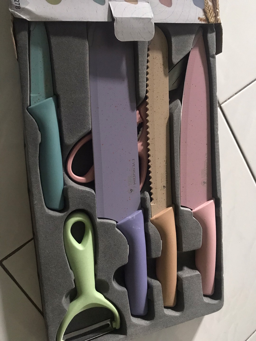 Anqi1888 6in1 Pisau Set Evcrierh / Vishal Stainless Dilapis Anti Lengket / Alat Masak Pisau Set