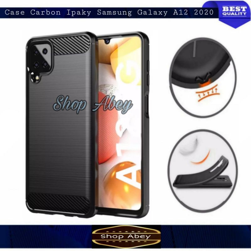 Case Samsung Galaxy A12 2020 Casing Carbon Ipaky Samsung Galaxy A12 2020
