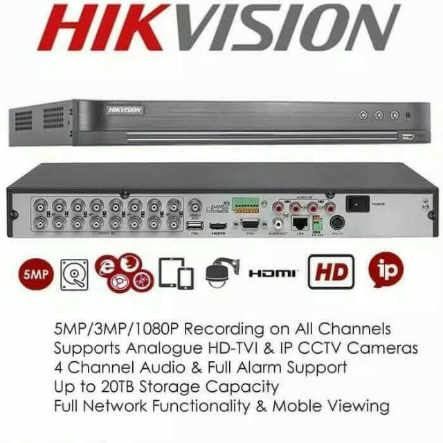 Dvr cctv hikvision 16ch 5mp ds-7216-huhi k1
