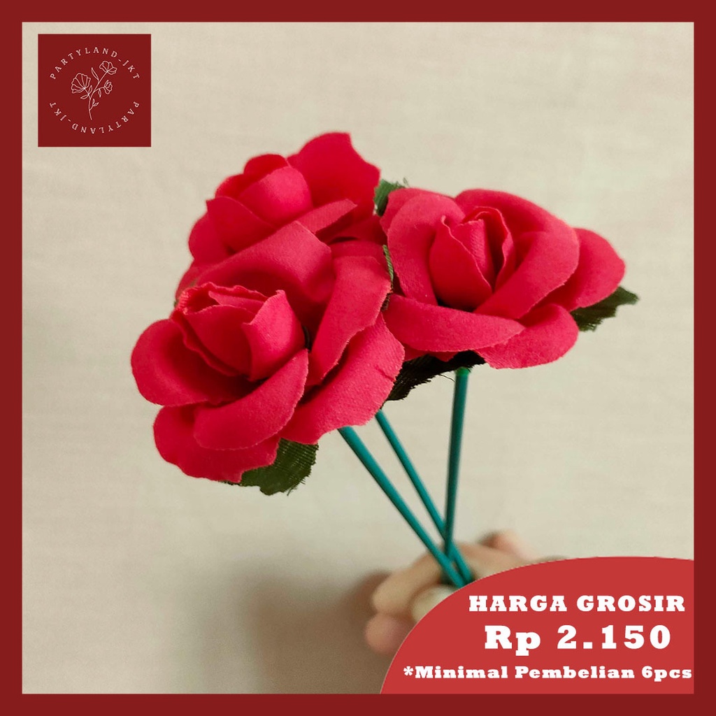 Artificial Flower Mini Rose Stem Bunga Palsu Plastik  Buatan Dekorasi Hias Pajangan