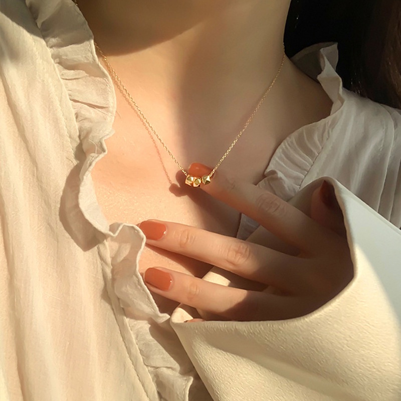 Kalung Liontin Bahan Titanium Steel Warna Silver Dan Gold Untuk Wanita