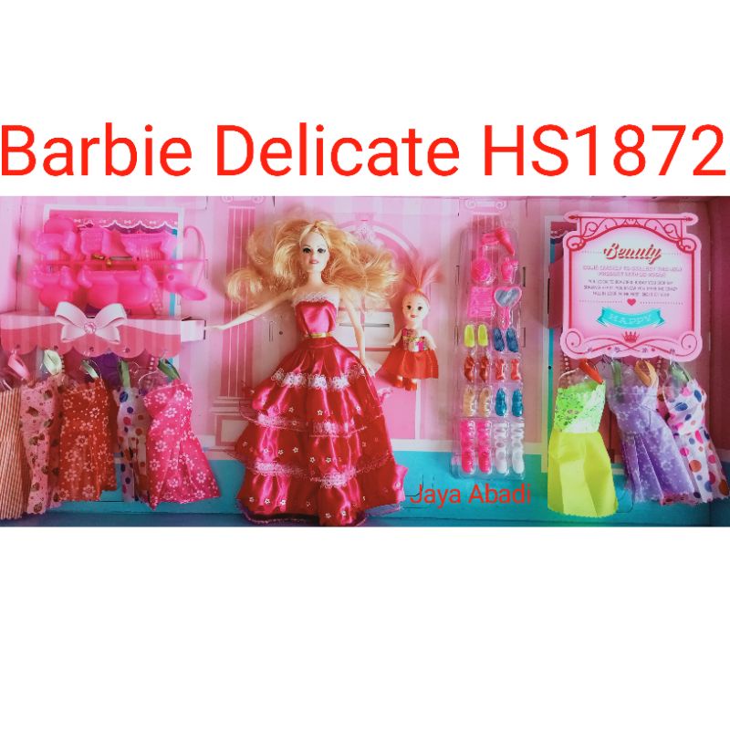 Mainan Berbie Delicate + Anak Bahan Anti penyet ( karet ) Kemasan Dus Besar Isi Lengkap