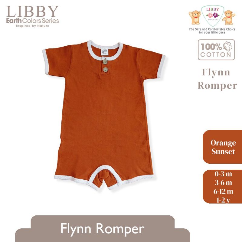 Libby 0-2 Tahun Romper Earth Series Flynn Romper Anak Bayi Premium Quality-FLYNN Orange Sunset