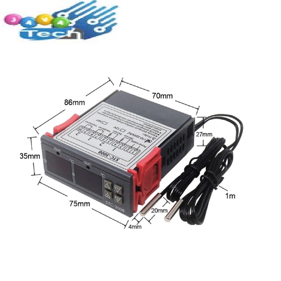 STC-3008 Termostat Digital 110V-220V AC 12V DC Dual Thermostat