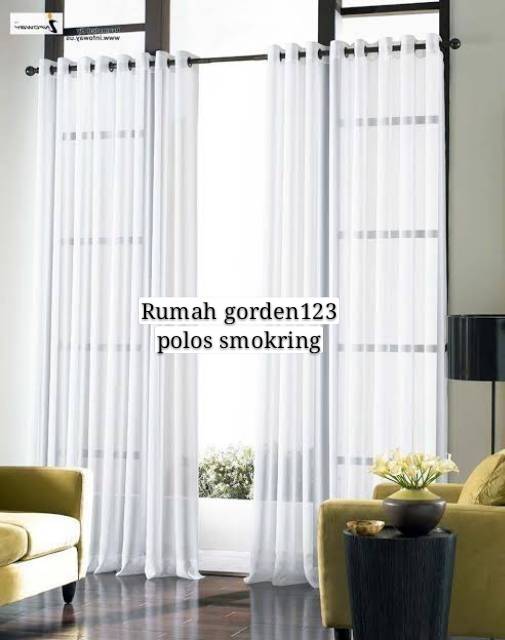 Gorden vitrase polos model smokring 12lubang 6gelembung