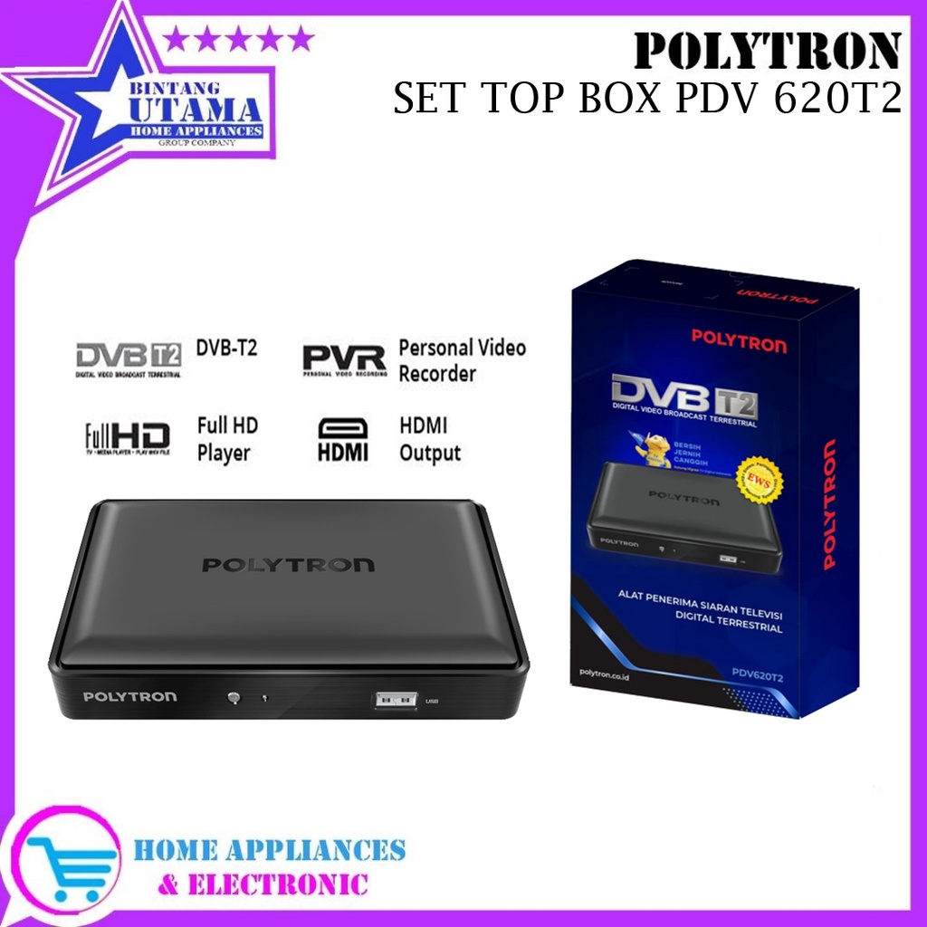 STB TV DIGITAL DVB T2 Set Top Box Polytron PDV 620T2 / STB Polytron PDV620T2 / Polytron Set Top Box / Set Box Tv Digital Polytron (GARANSI RESMI) terbaik bergaransi android tv tabung berkualitas R8E5