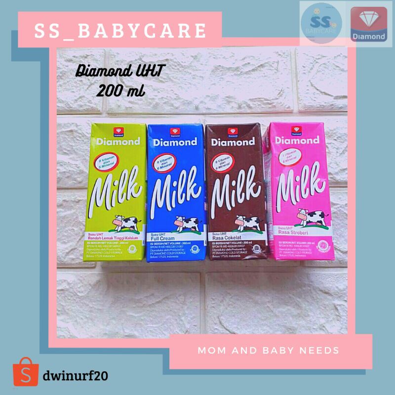 

DIAMOND Susu UHT Full Cream / Cokelat / Stroberi / Low Fat 200ml