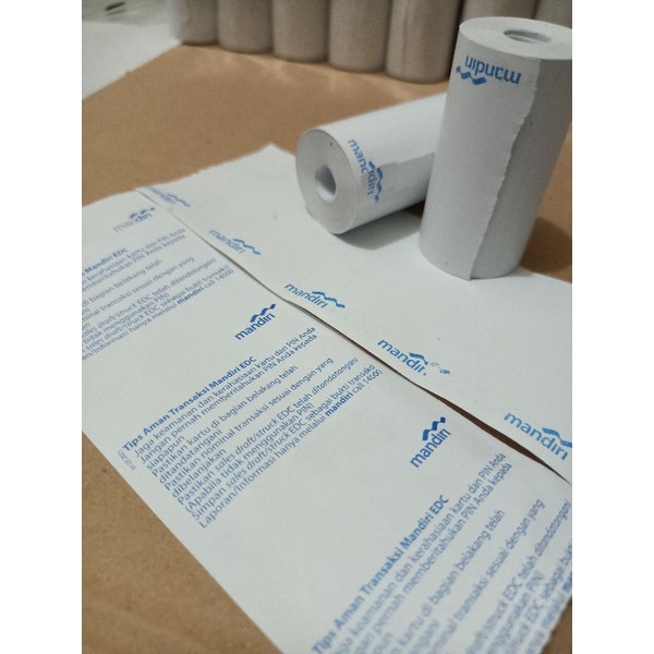 

kertas thermal 57x40 logo bank mandiri untuk EDC kertas EDC