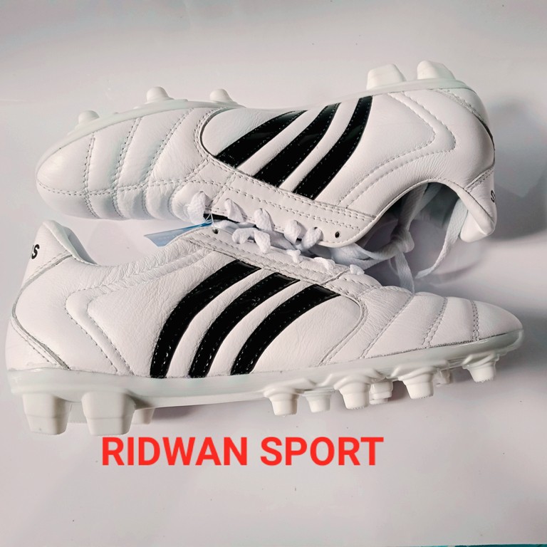 sepatu bola Adidas predator  grande ori kulit asli full blck terlaris-PUTIH LOGO HITAM