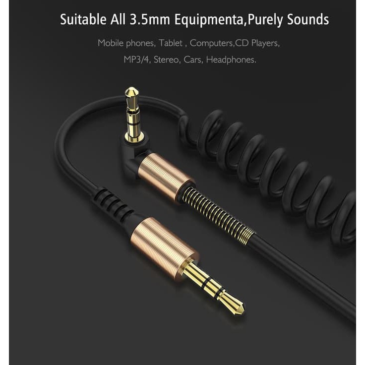 Kabel AUX SIKU L Jack Audio Male Cable 1.5m Spring 3.5mm 150cm HP laptop port jnp
