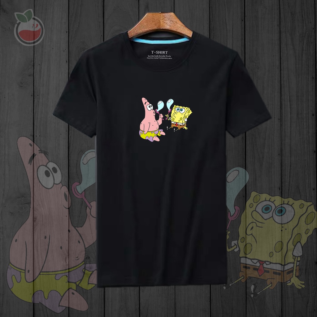 Lilipop Kaos Tshirt  Pria Spongebob Patrick Baju Distro Basic Lengan Pendek Cowok Kasual