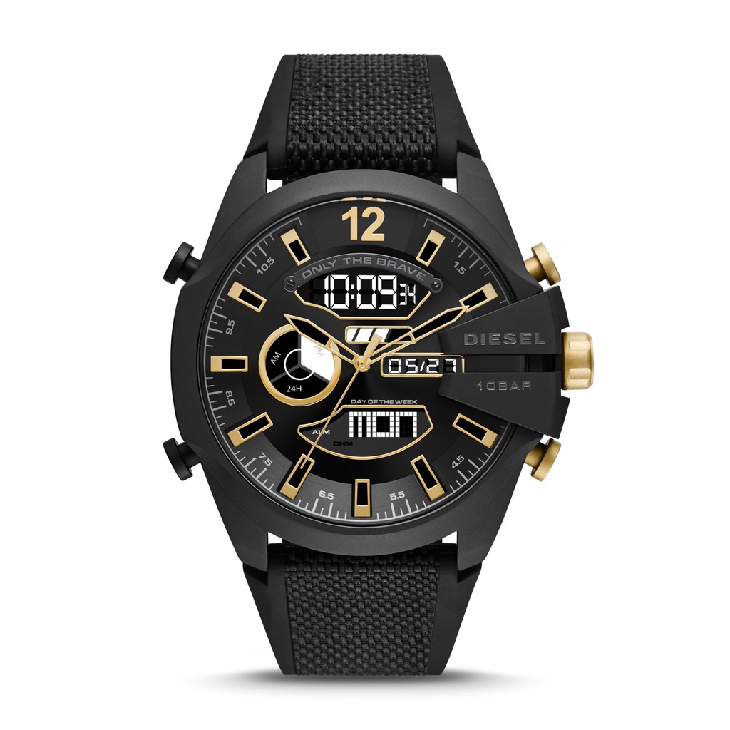 Diesel Mega Chief Analog-Digital Black Silicone Jam Pria DZ4552