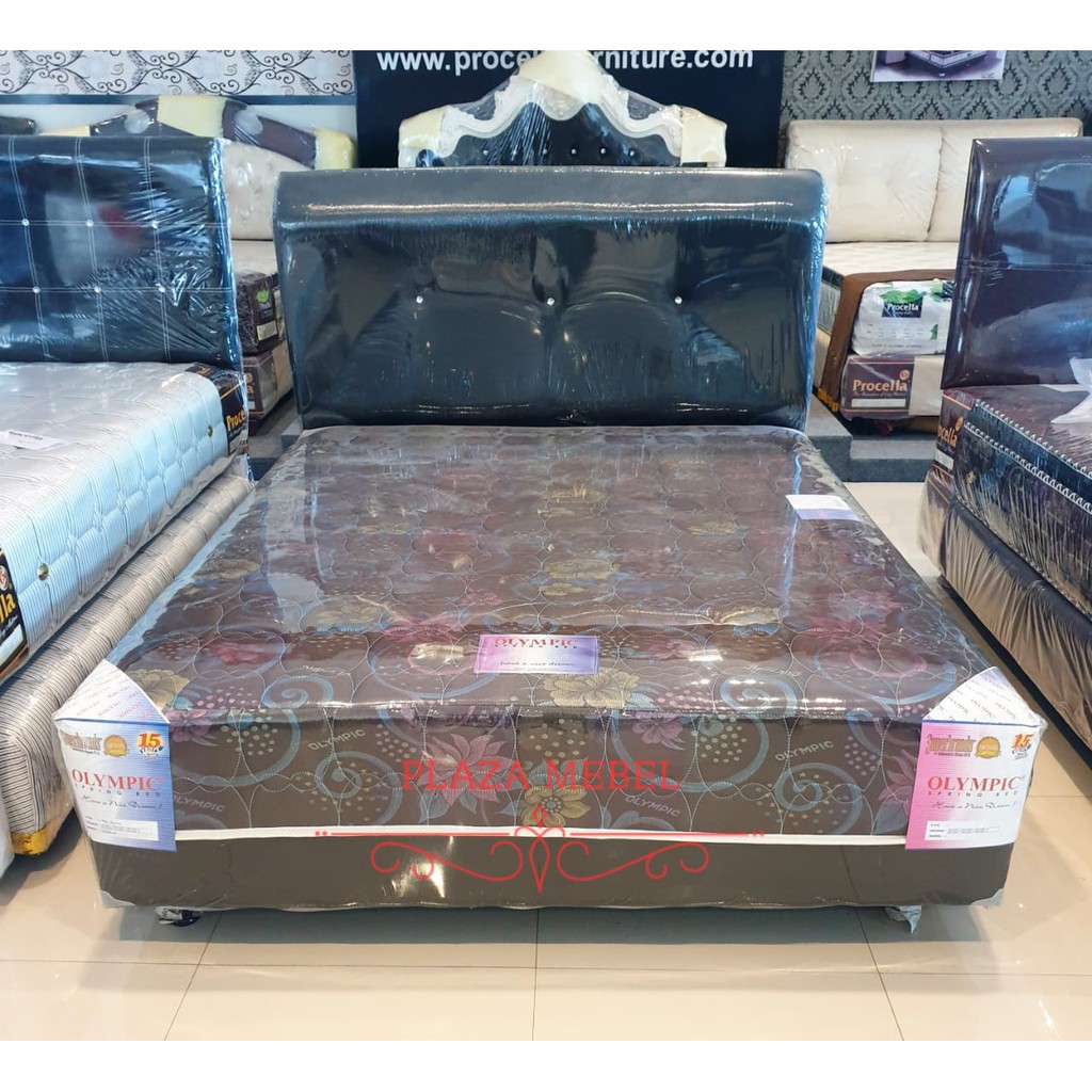 SET BED Kasur Spring Bed Olympic Boxy Paten MURAH 160 - 180 x 200 FULLSET