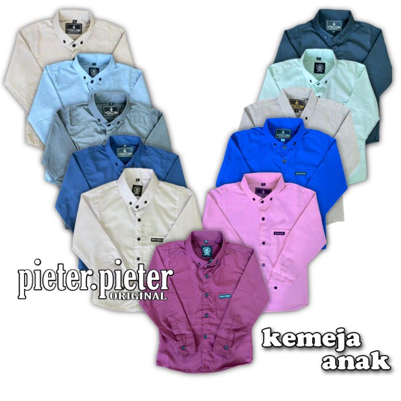 kemeja anak lengan panjang oxford casual formal usia 1-9tahun premium